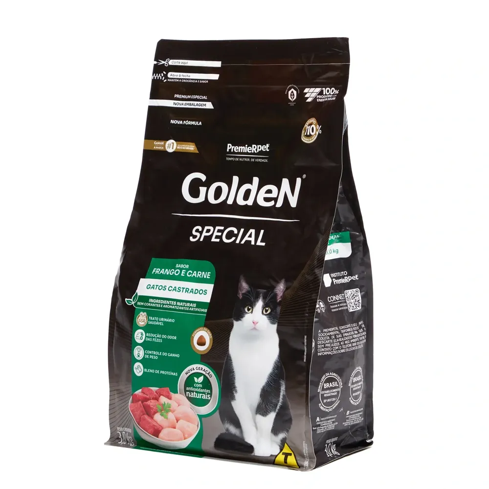 Ração Golden Special Gatos Adultos Castrados Frango e Carne — foto 3