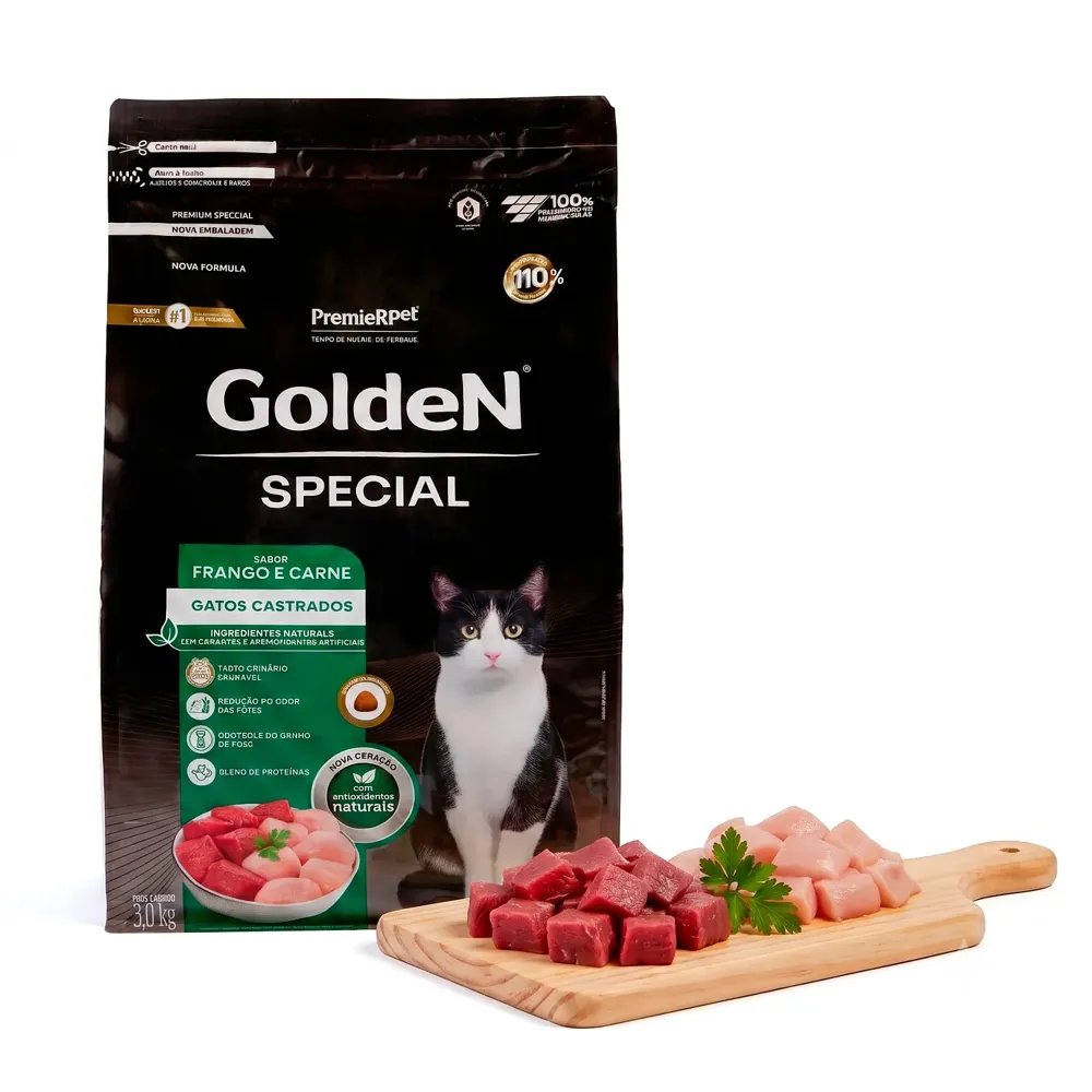 Ração Golden Special Gatos Adultos Castrados Frango e Carne — foto 5