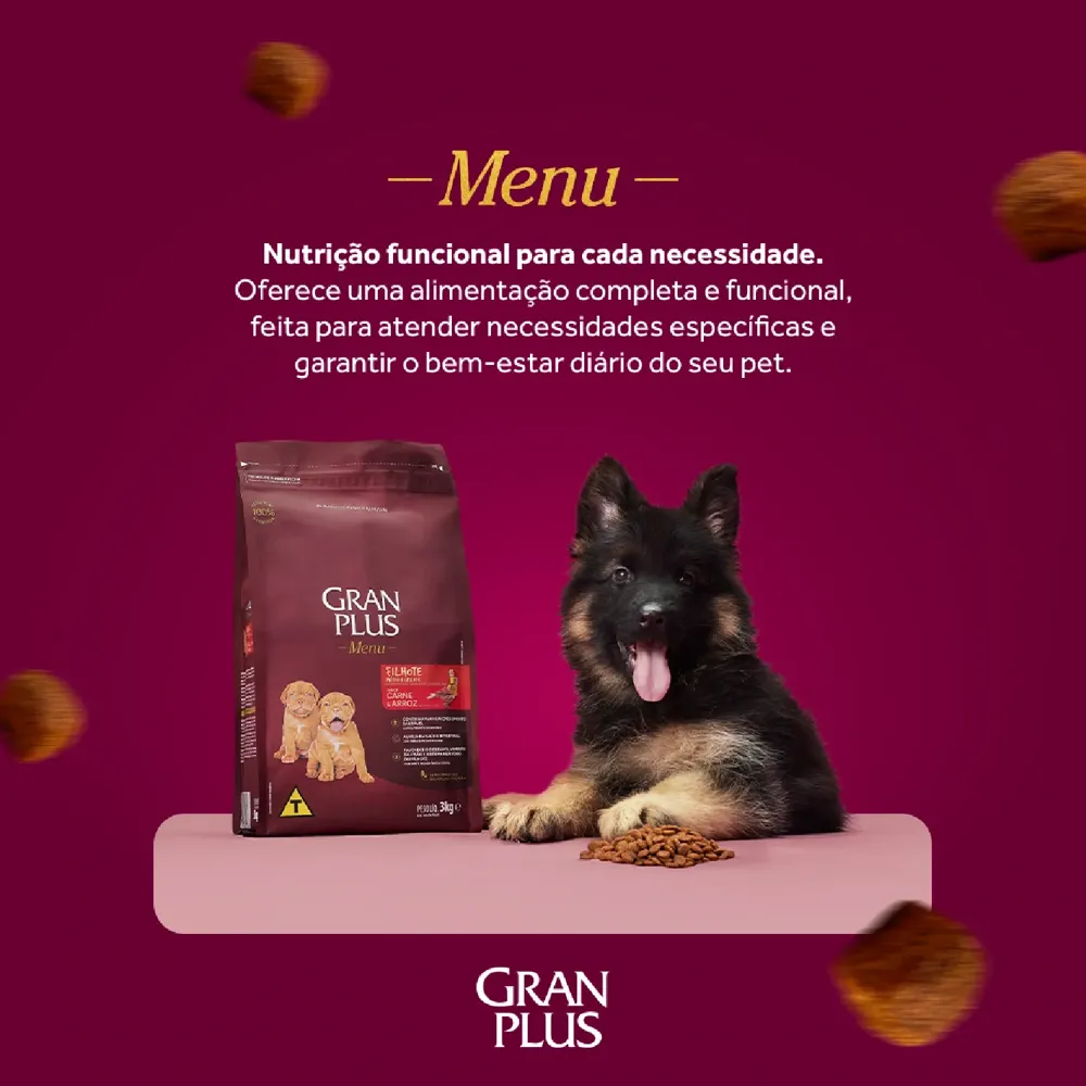 Ração GranPlus Menu Cães Filhotes Carne e Arroz — foto 5