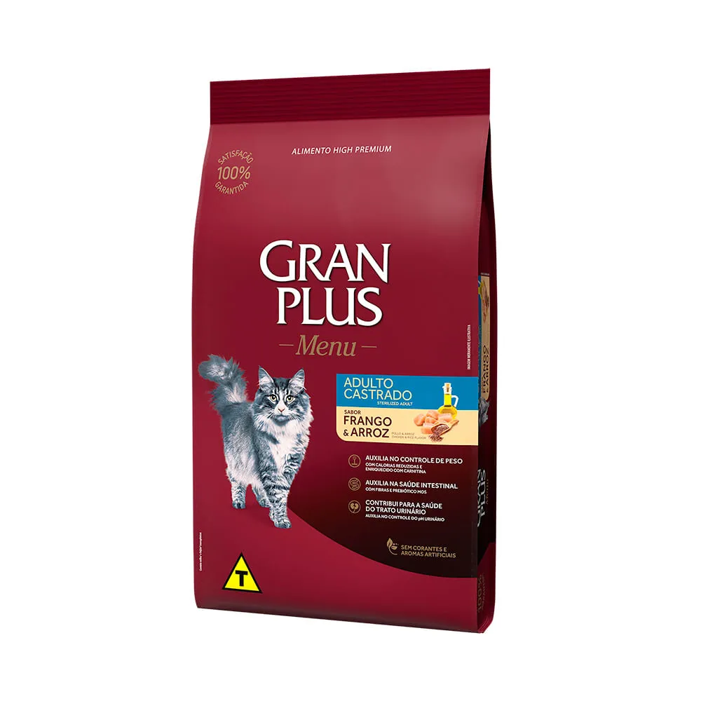 Ração GranPlus Menu Gatos Adultos Castrados Frango e Arroz — foto 2