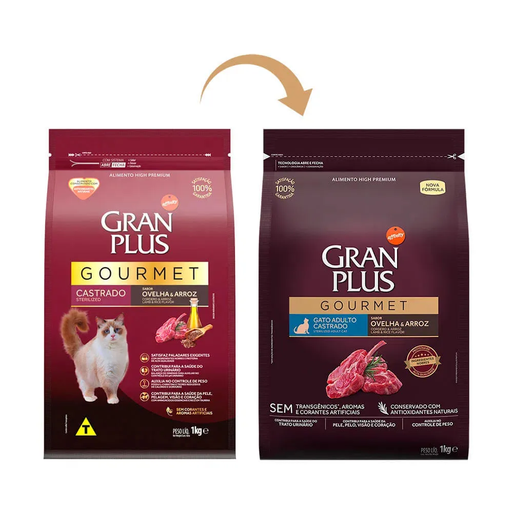 Ração GranPlus Gourmet Gatos Adultos Castrados Ovelha e Arroz — foto 6