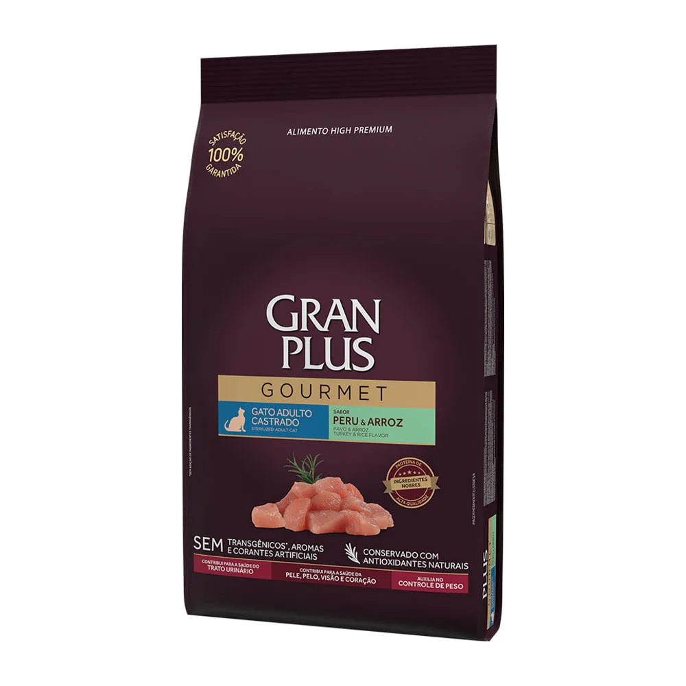 Ração GranPlus Gourmet Gatos Adultos Castrados Peru e Arroz — foto 2