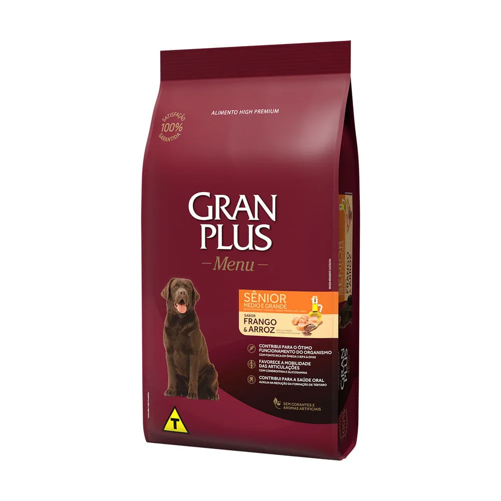 Ração GranPlus Menu Cães Sênior Portes Médio e Grande Frango e Arroz — foto 2