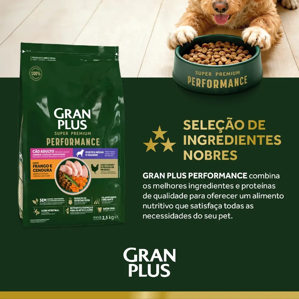 Ração GranPlus Performance Cães Adultos Médio e Grande Frango e Cenoura — foto 4