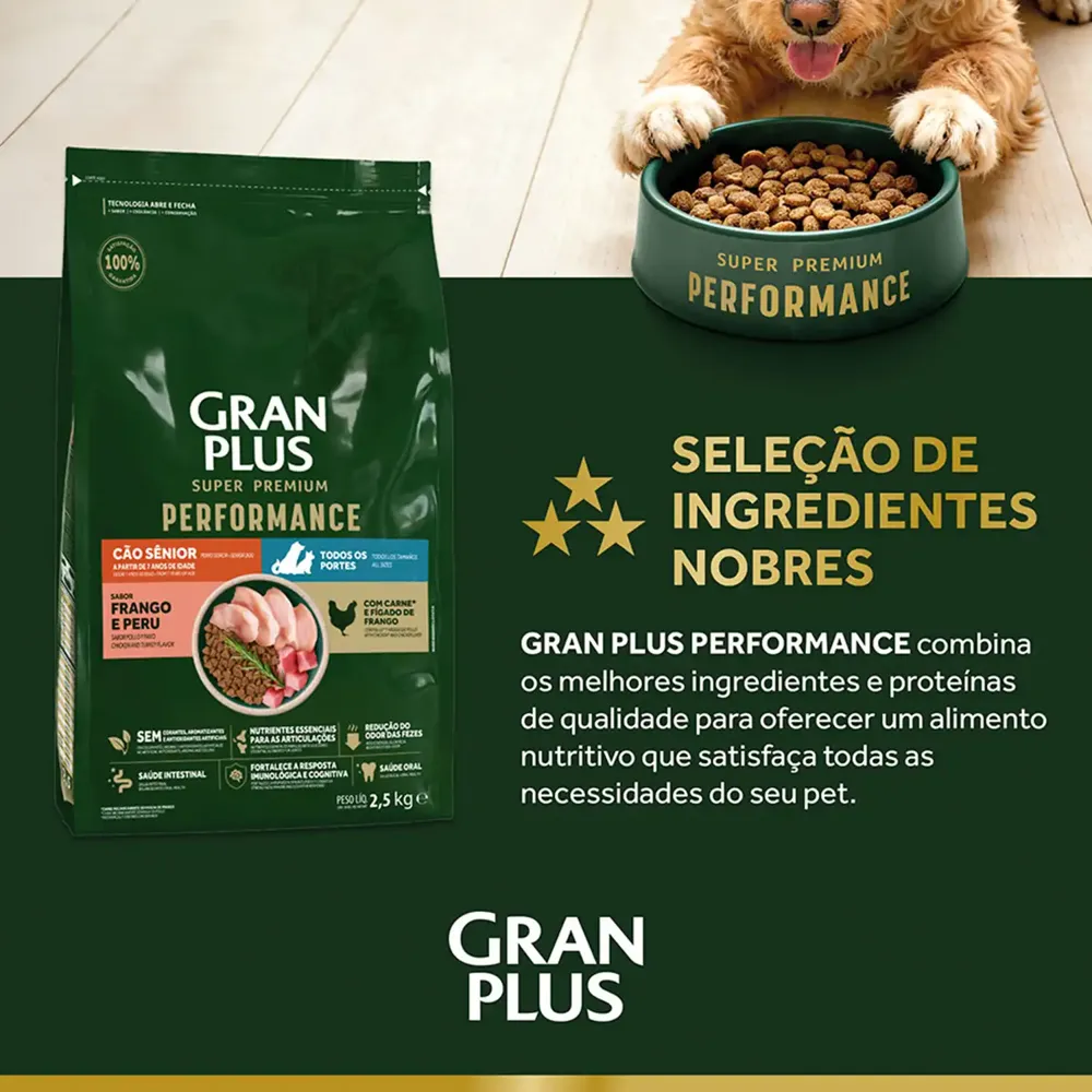 Ração GranPlus Performance Cães Sênior Frango e Peru — foto 4