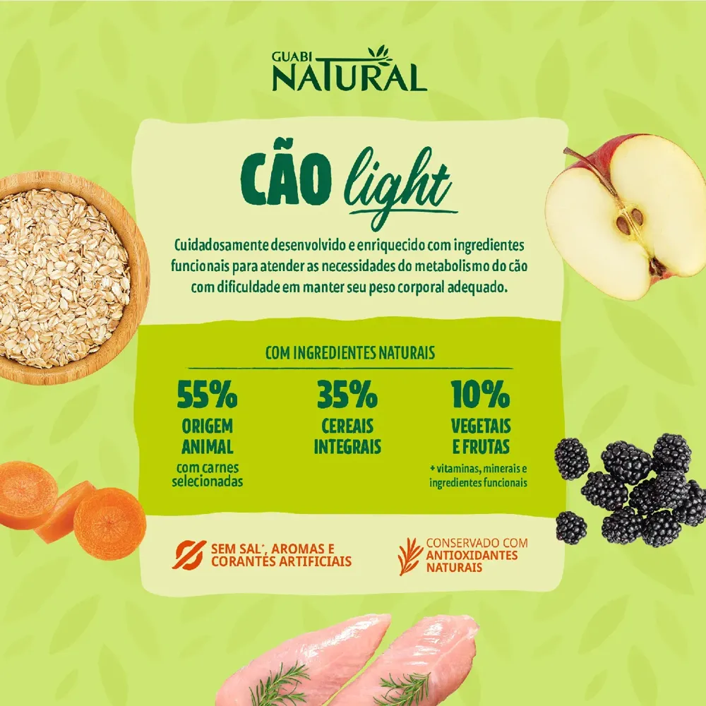 Ração Guabi Natural Light Cães Adultos Portes Médio e Grande Peru e Aveia — foto 4