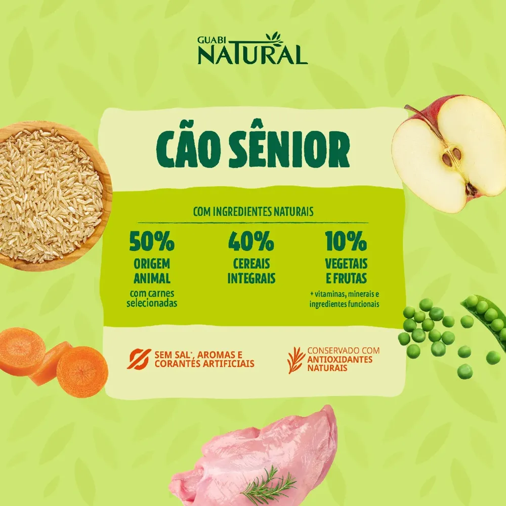 Ração Guabi Natural Cães Sênior Porte Médio e Grande Frango e Arroz Integral — foto 4