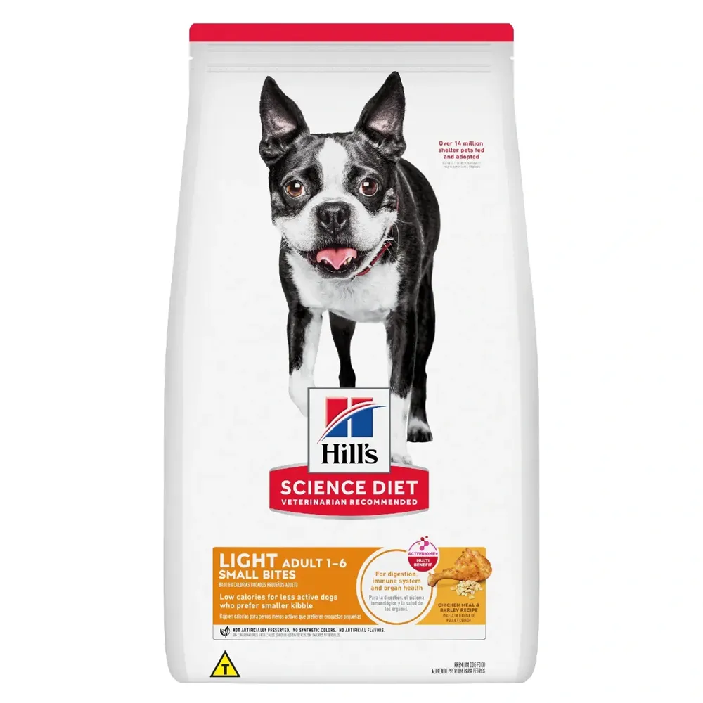 Ração Hill's Science Diet Light com Baixas Calorias Pedaços Pequenos Cães Adultos Sabor Frango