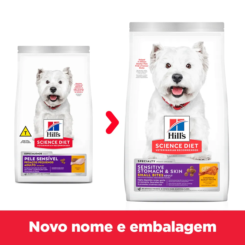 Ração Hill's Science Diet Pedaços Pequenos Cães Adultos Pele Sensível Sabor Frango — foto 2