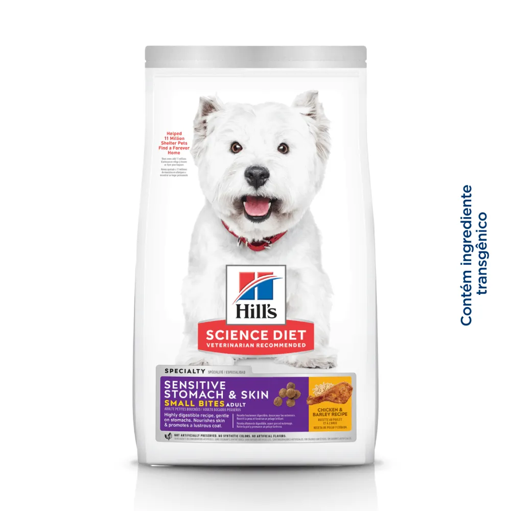 Ração Hill's Science Diet Pedaços Pequenos Cães Adultos Pele Sensível Sabor Frango — foto 3