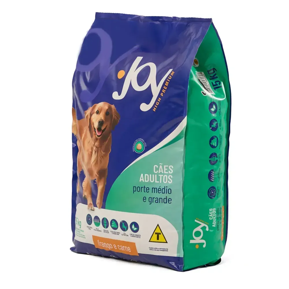 Ração Joy High Premium Cães Adultos Raças Médias e Grandes Frango e Carne — foto 3