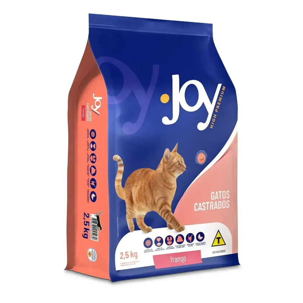 Ração Joy High Premium para Gatos Castrados Frango
