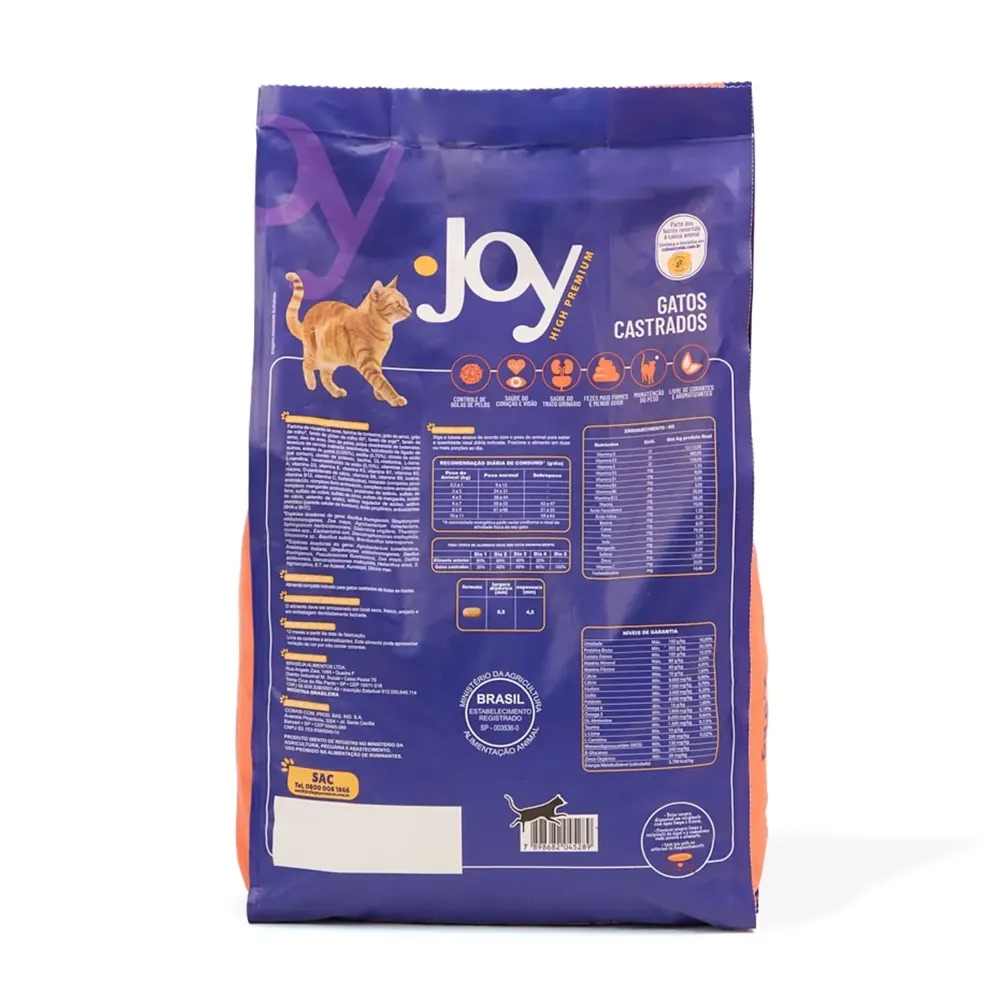 Ração Joy High Premium para Gatos Castrados Frango — foto 6