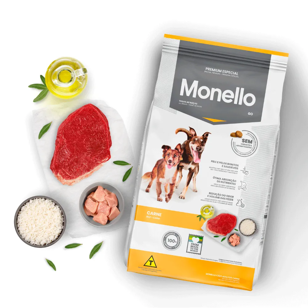 Ração Monello Cães Adultos Go Carne — foto 2