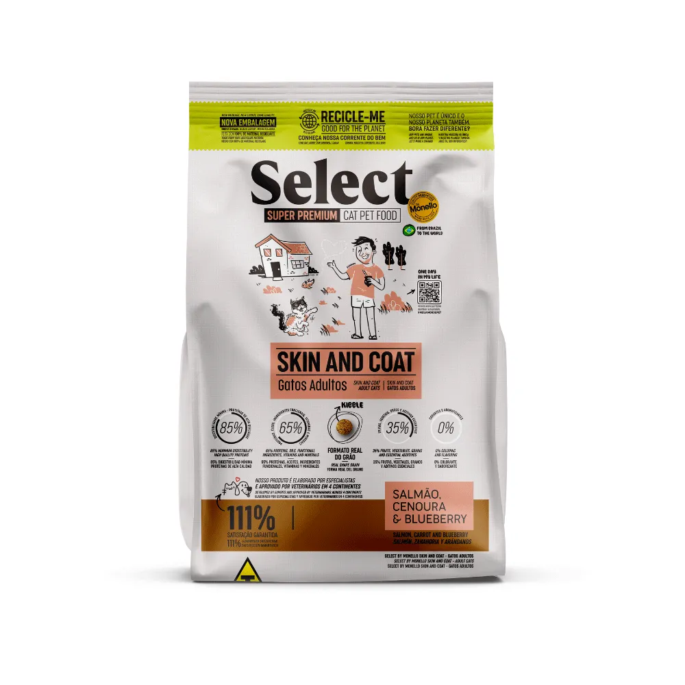 Ração Monello Select Gatos Adultos Skin and Coat — foto 2