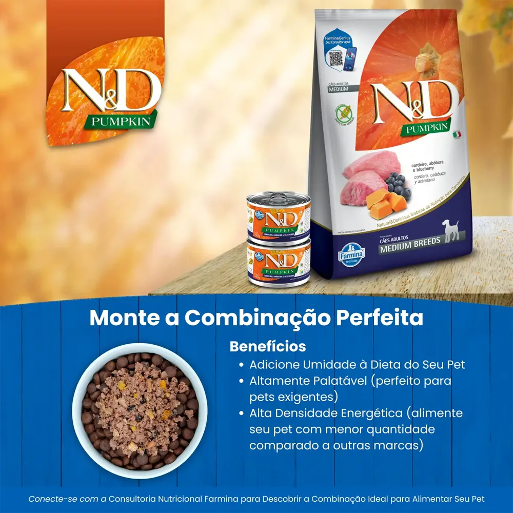 Ração N&D Pumpkin Cães Adultos Raças Médias Cordeiro — foto 5