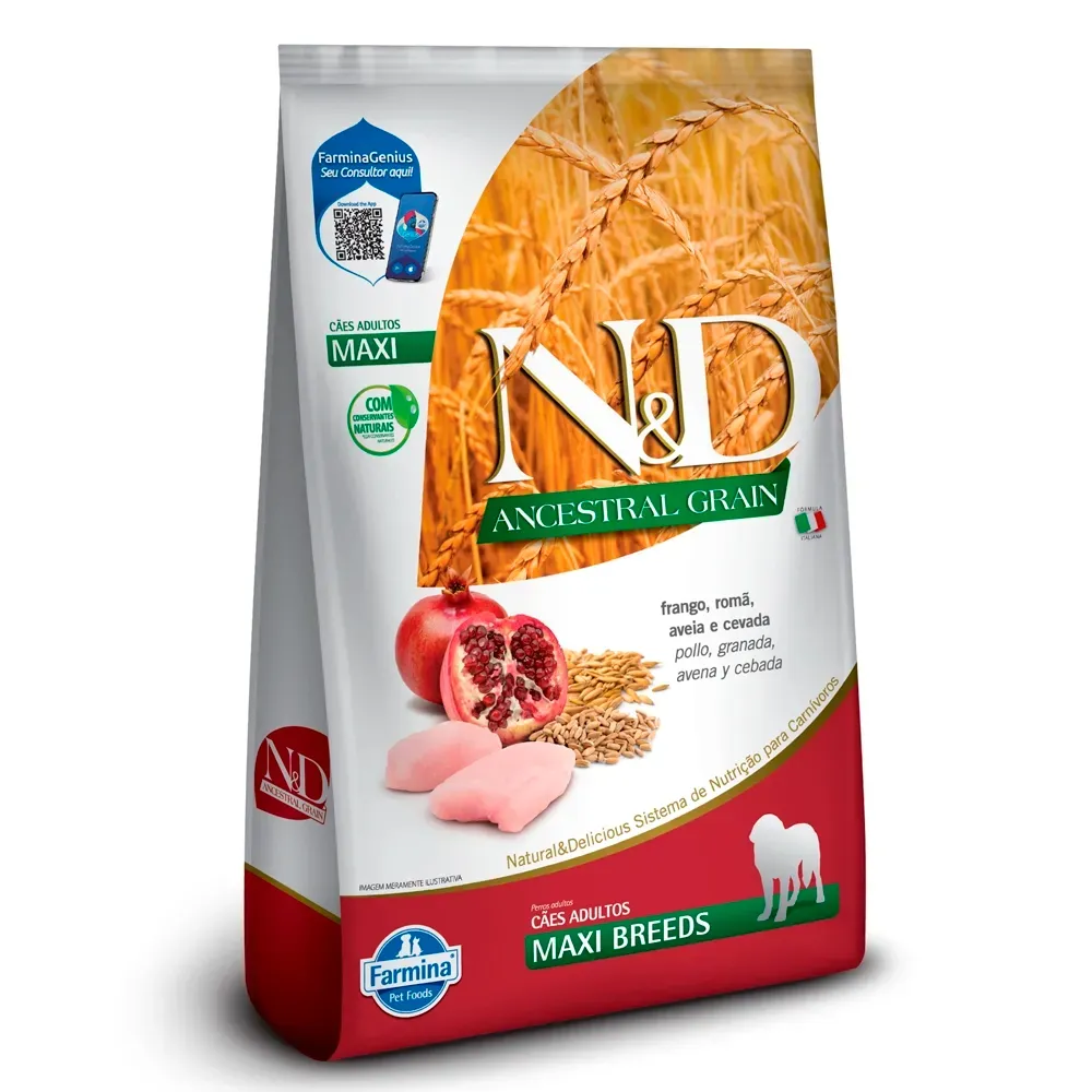 Ração N&D Ancestral Grain Cães Adultos Maxi Frango
