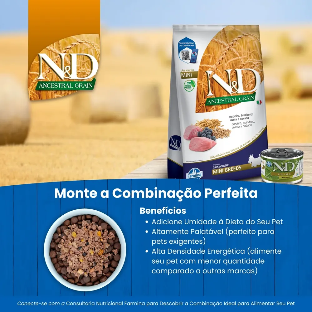 Ração N&D Ancestral Grain Cães Adultos Mini Cordeiro — foto 4