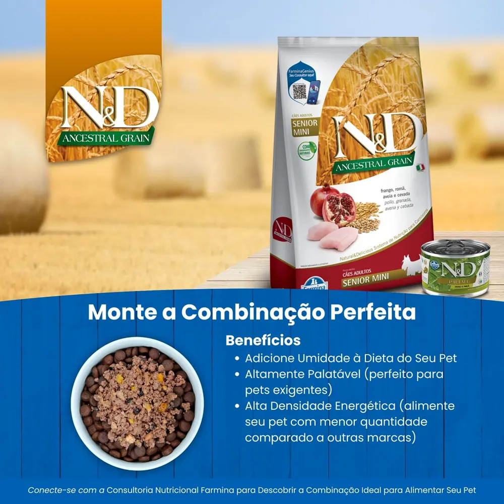 Ração N&D Ancestral Grain Cães Senior Mini Frango — foto 4