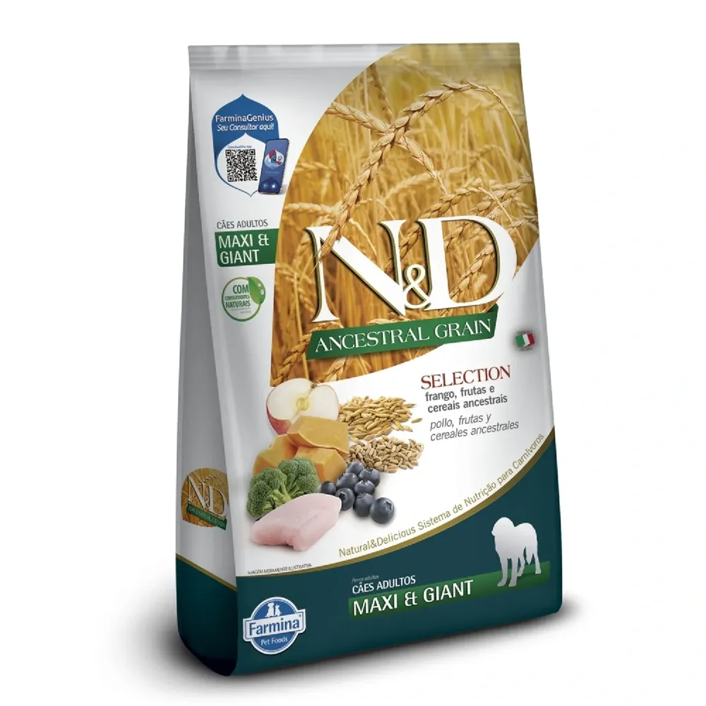 Ração N&D Ancestral Grain Selection Cães Adultos Raças Grandes e Gigantes