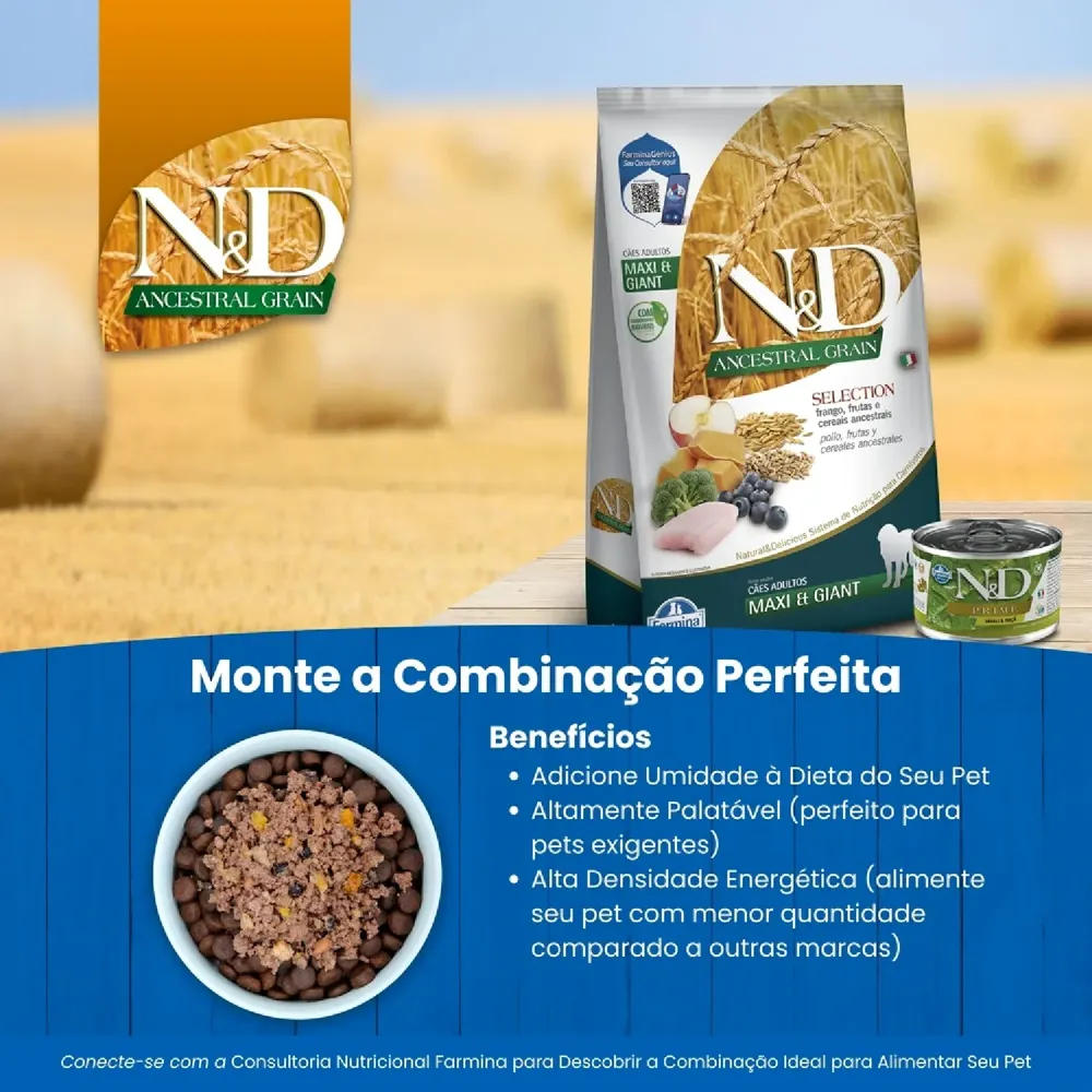 Ração N&D Ancestral Grain Selection Cães Adultos Raças Grandes e Gigantes — foto 4