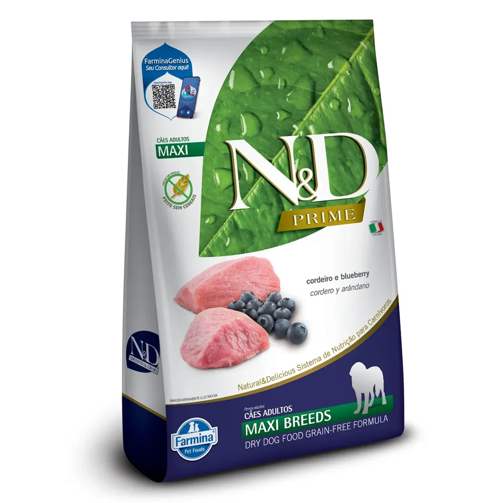 Ração N&D Prime Cães Adultos Maxi Cordeiro