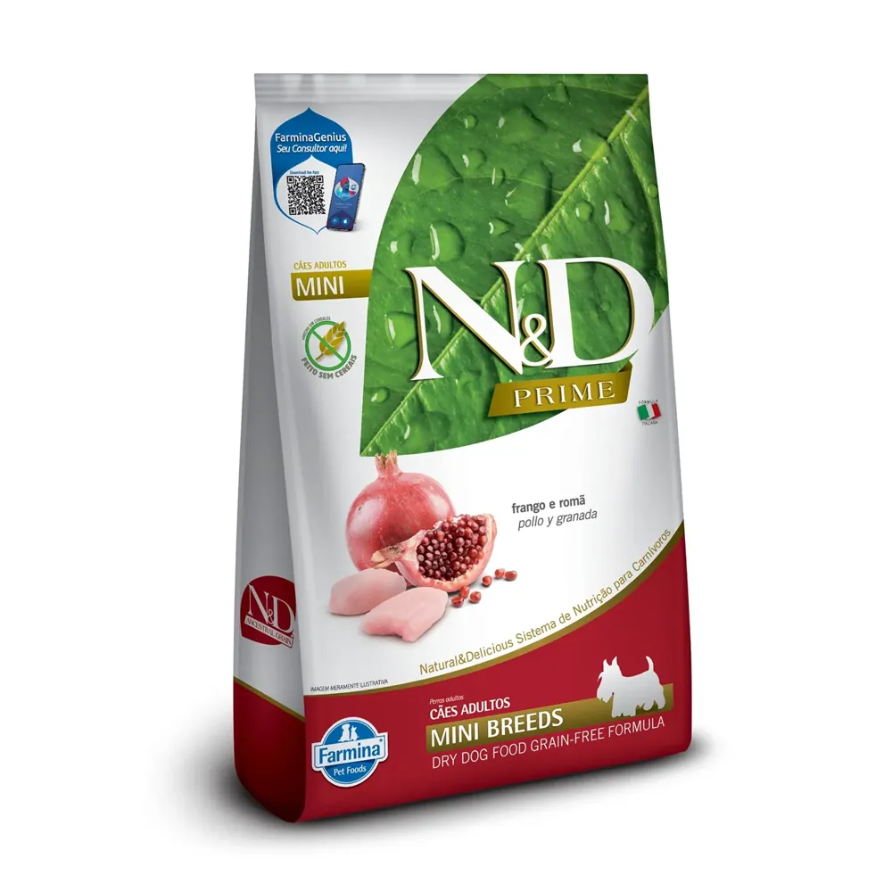 Ração N&D Prime Cães Adultos Mini Frango e Romã