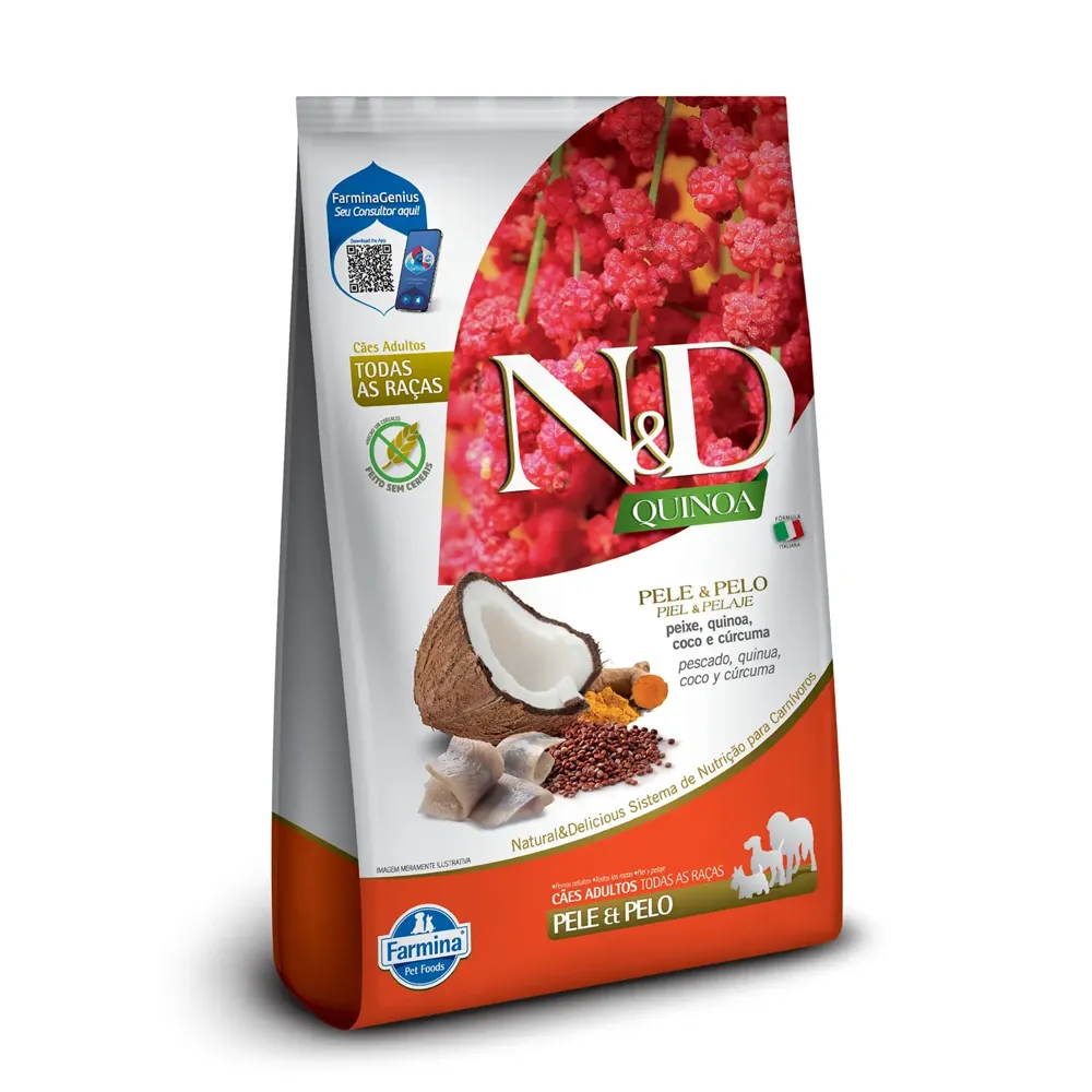 Ração N&D Quinoa Cães Adultos Skin & Coat Peixe
