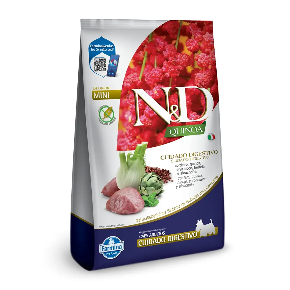 Ração N&D Quinoa Cuidado Digestivo Cães Adultos Mini Cordeiro