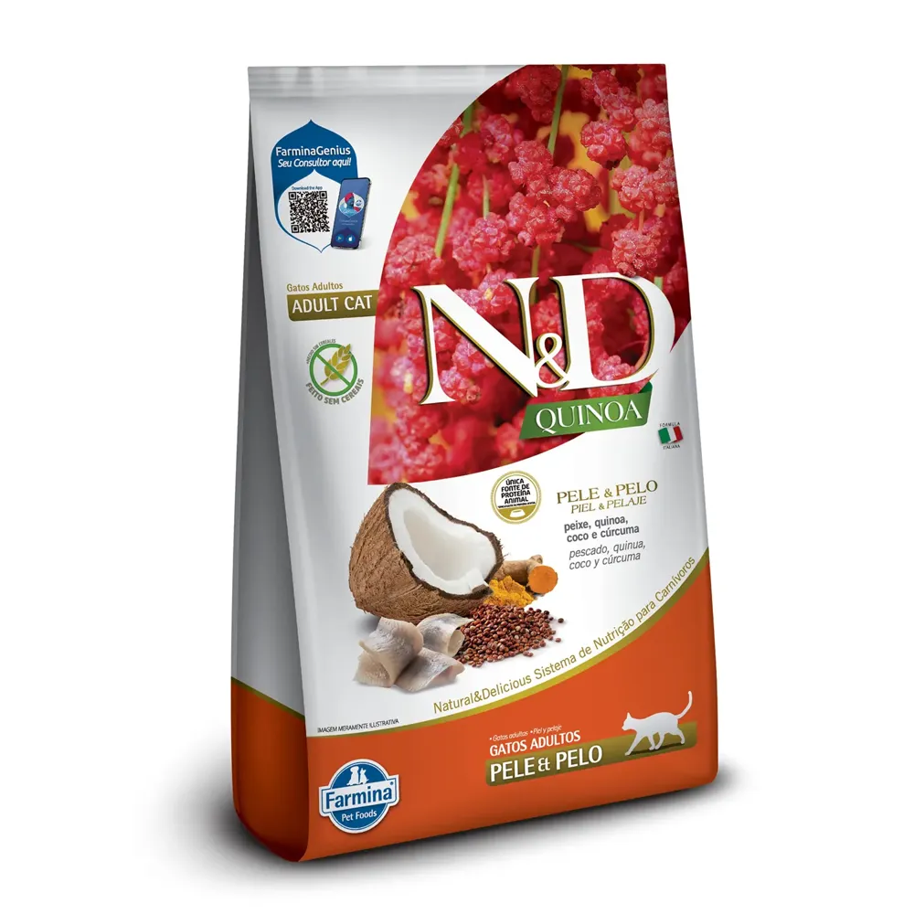 Ração N&D Quinoa Gatos Adultos Skin & Coat Peixe