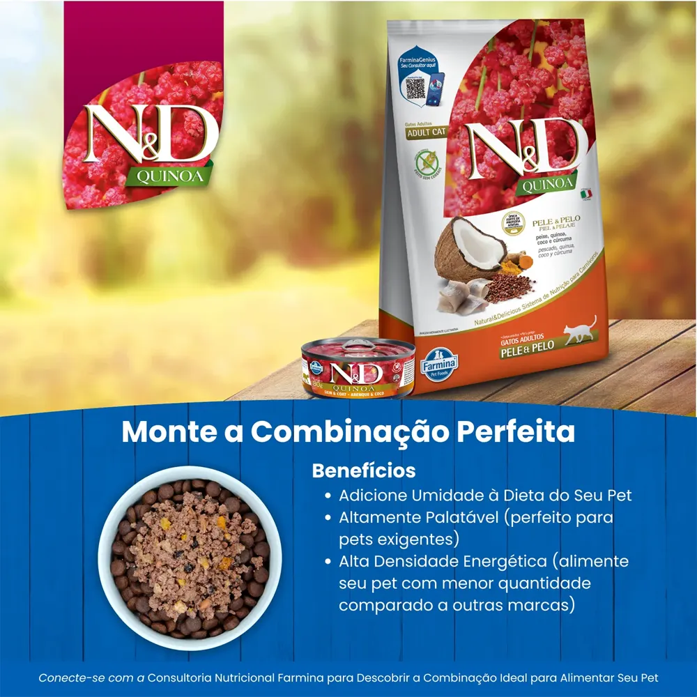Ração N&D Quinoa Gatos Adultos Skin & Coat Peixe — foto 6