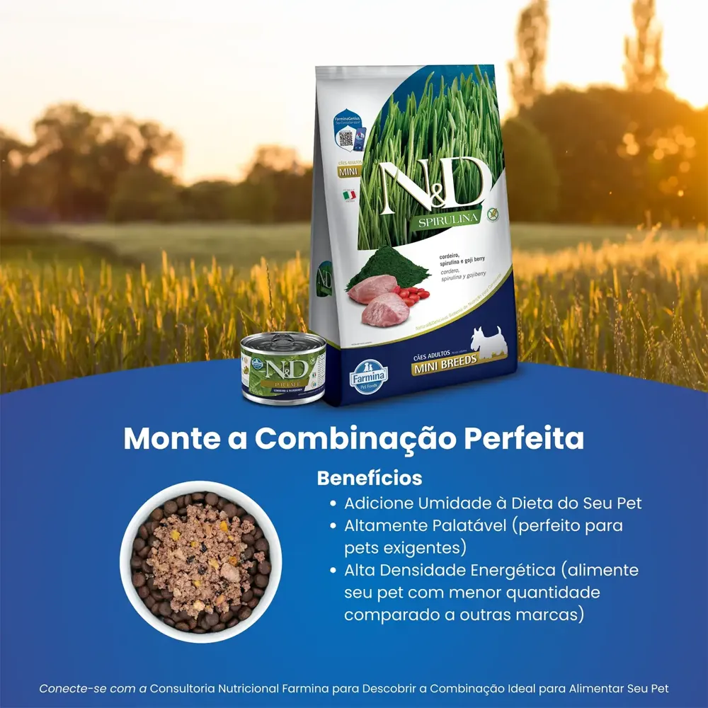 Ração N&D Spirulina Cães Adultos Mini Cordeiro — foto 5