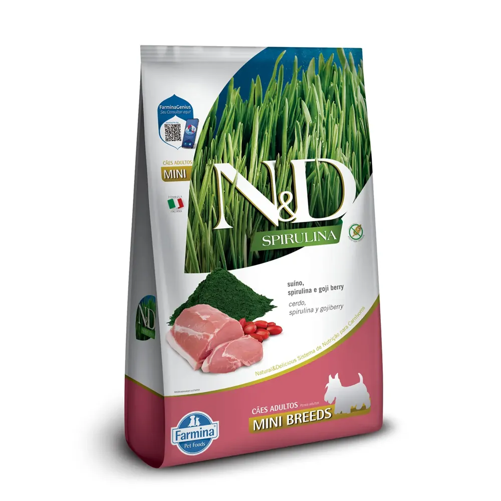 Ração N&D Spirulina Cães Adultos Mini Suíno