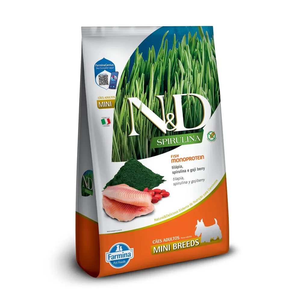 Ração N&D Spirulina Cães Adultos Mini Tilápia