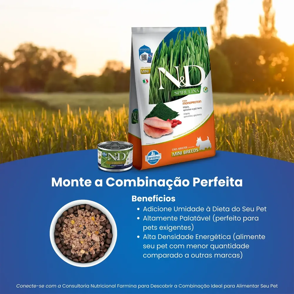 Ração N&D Spirulina Cães Adultos Mini Tilápia — foto 5