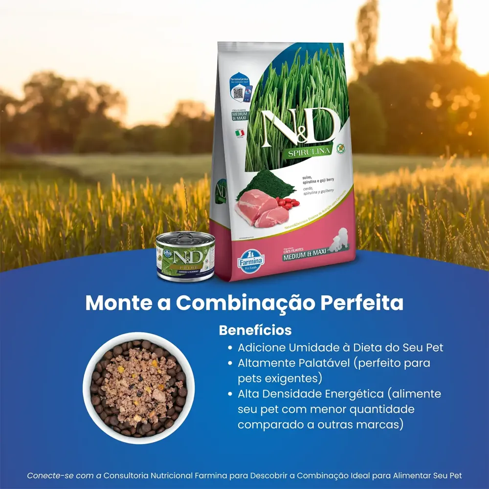Ração N&D Spirulina Cães Puppy Medium e Maxi Suíno — foto 5