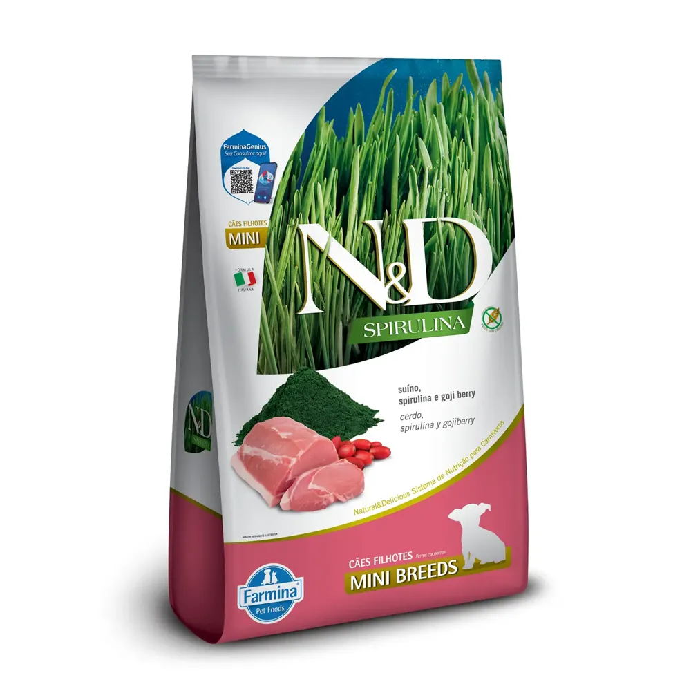 Ração N&D Spirulina Cães Puppy Mini Suíno