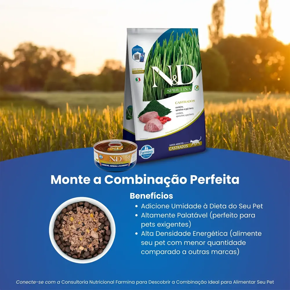Ração N&D Spirulina Gatos Adultos Castrados Cordeiro — foto 5