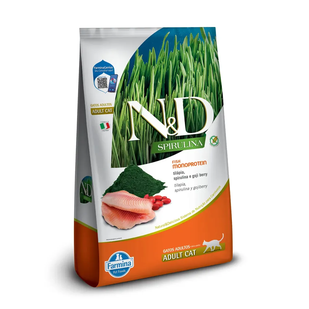 Ração N&D Spirulina Gatos Adultos Tilápia
