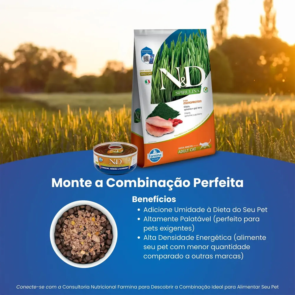 Ração N&D Spirulina Gatos Adultos Tilápia — foto 5