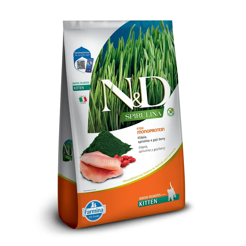 Ração N&D Spirulina Gatos Filhotes Tilápia