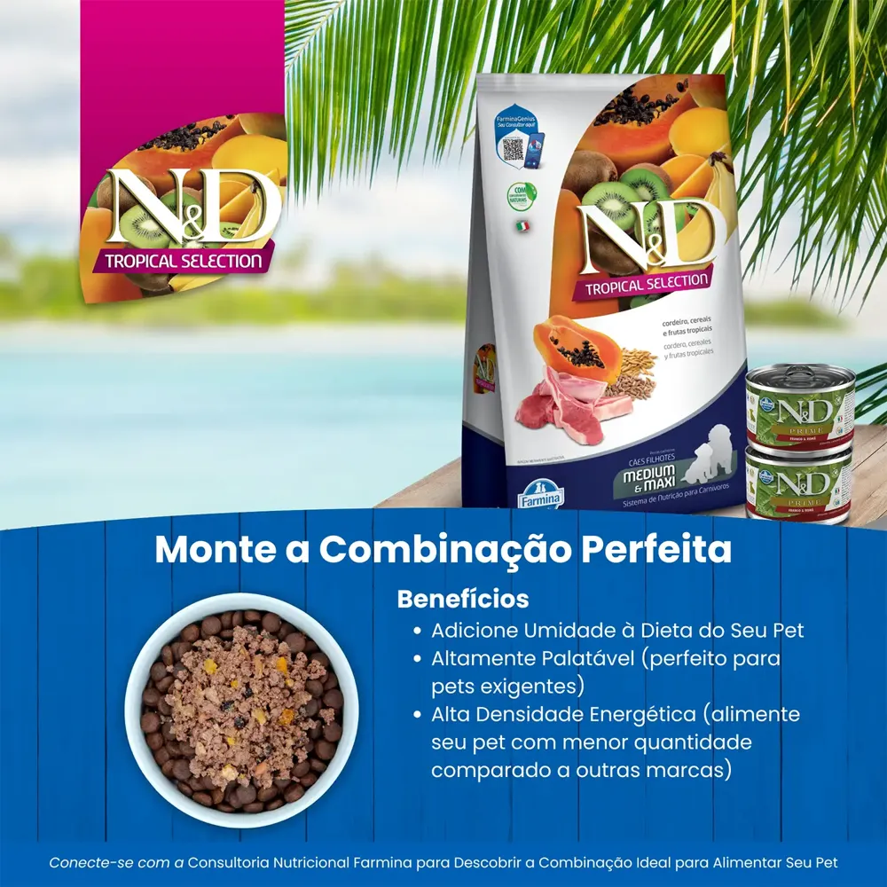 Ração N&D Tropical Selection Cães Puppy Medium e Maxi Cordeiro — foto 5