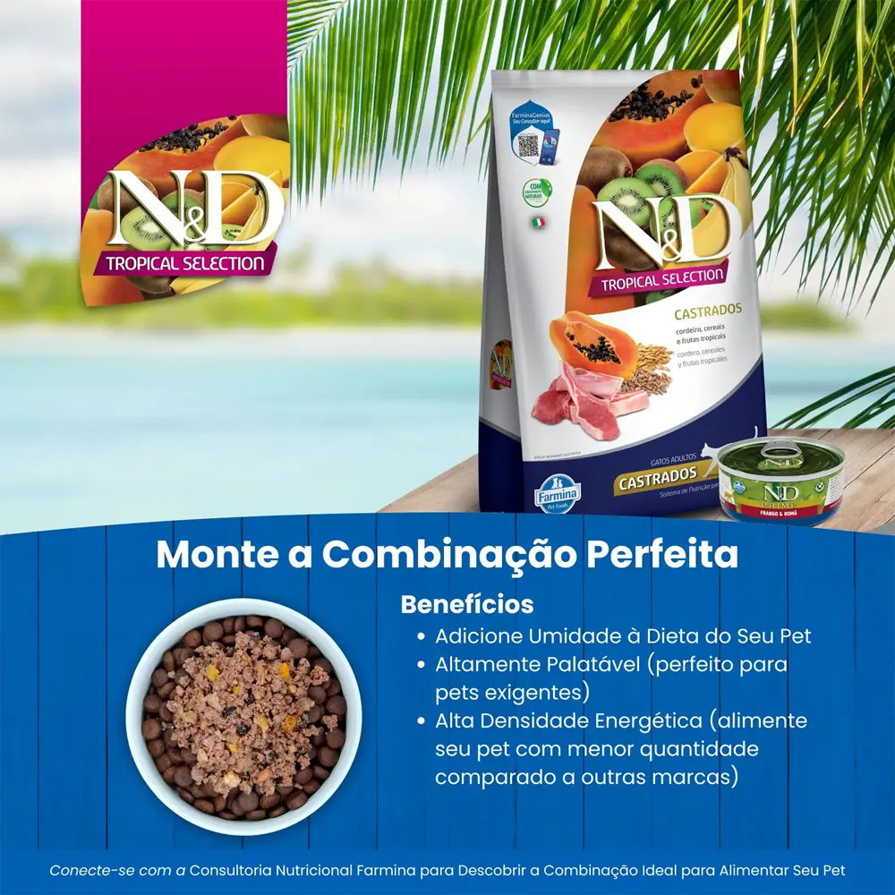 Ração N&D Tropical Selection Gatos Castrados Cordeiro — foto 5