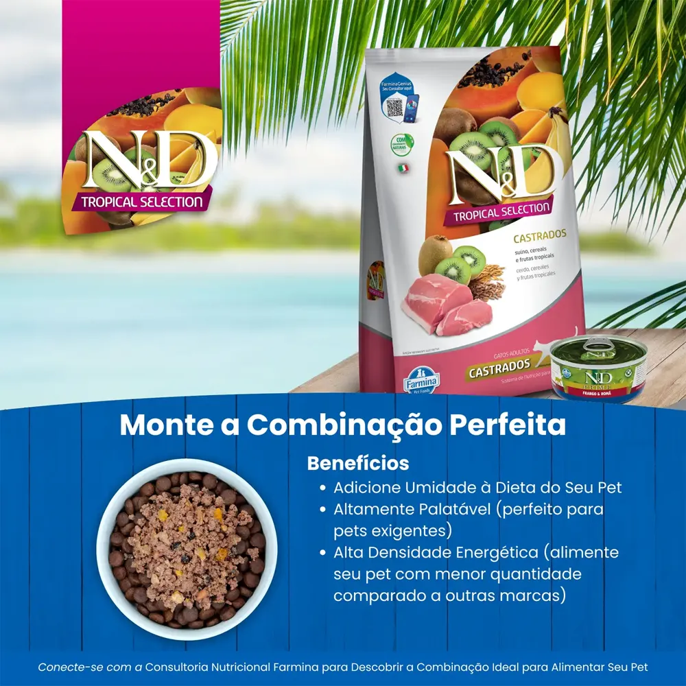 Ração N&D Tropical Selection Gatos Castrados Suíno — foto 5