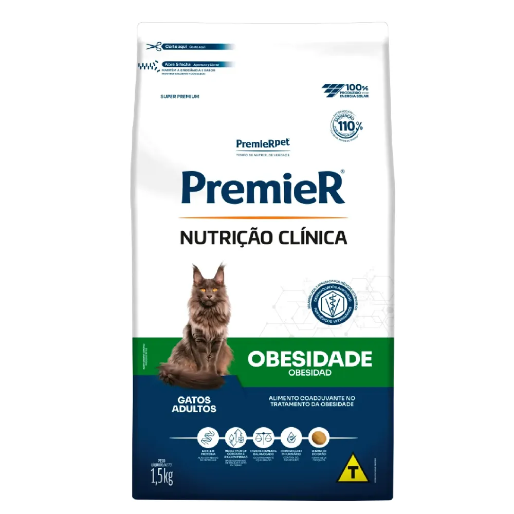 Ração Premier Nutrição Clínica Obesidade Gatos Adultos
