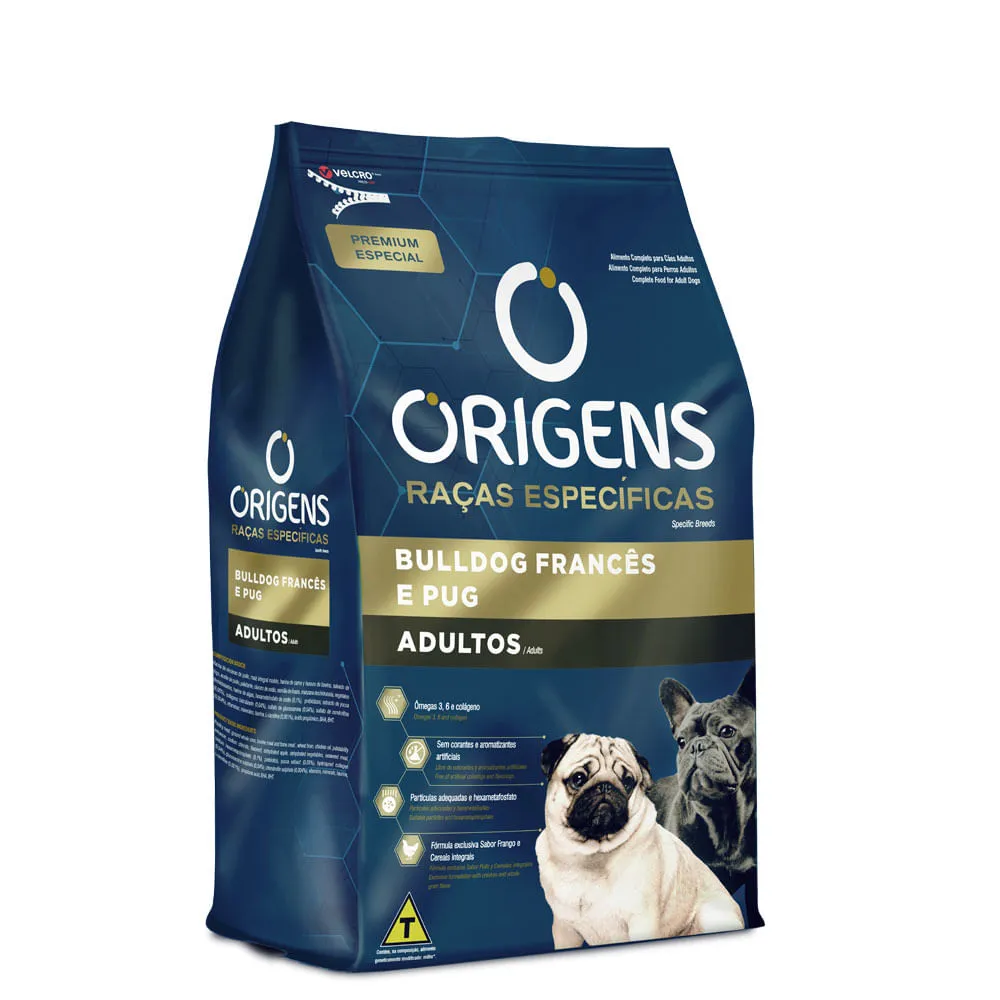 Ração Origens Cães Adultos Raças Específicas Bulldog Francês e Pug