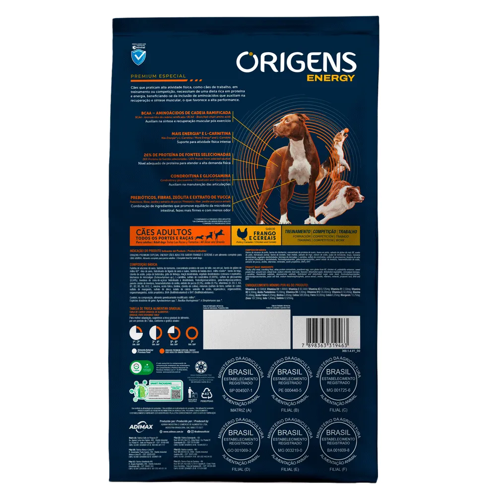 Ração Origens Energy Cães Adultos Frango e Cereais — foto 3