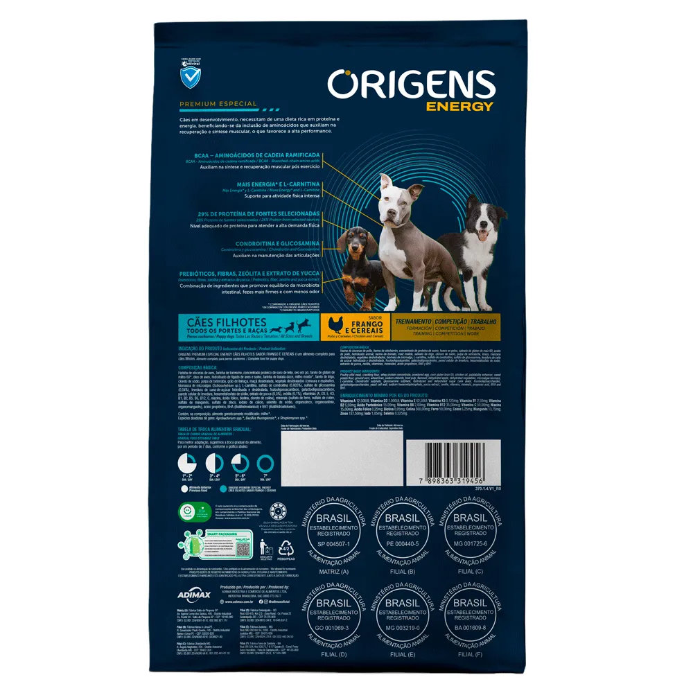 Ração Origens Energy Cães Filhotes Frango e Cereais — foto 3