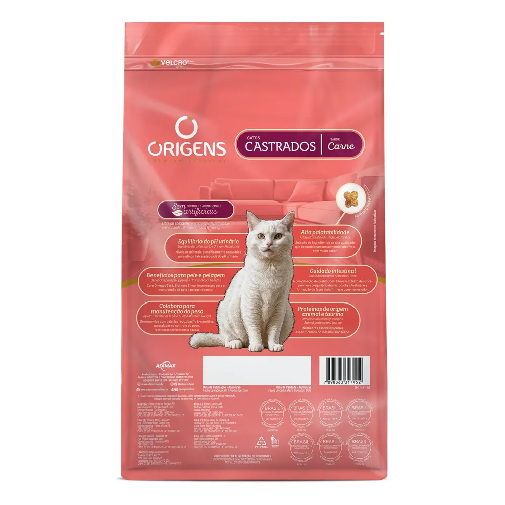 Ração Origens Gatos Castrados Carne — foto 3