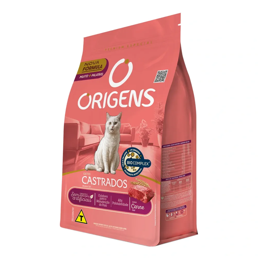 Ração Origens Gatos Castrados Carne — foto 4